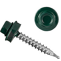 Саморез кровельный 4,8х19мм Зеленый мох (RAL 6005) шайба с прокл. (упак/100шт)