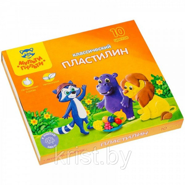 Пластилин Мульти-Пульти "Приключения Енота", со стеком, 10цв