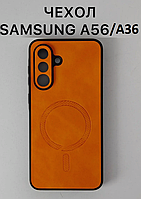 Чехол-накладка для Samsung Galaxy A56 SM-A566 (силикон) оранжевый с черным