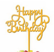 Топпер пластик золото "Happy Birthday"