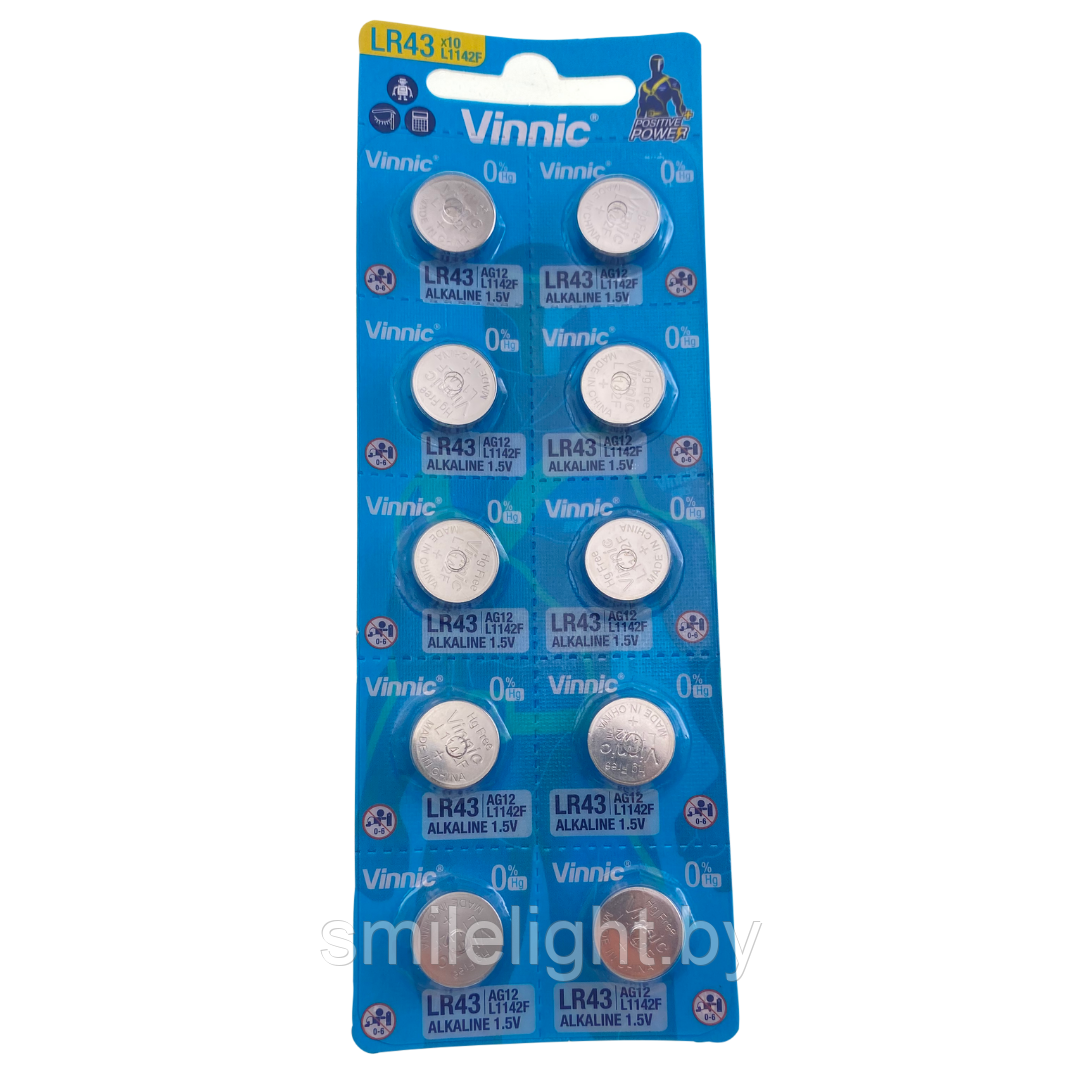 Элемент питания VINNIC AG12/LR1142F-C10  Alkaline  Bl.10