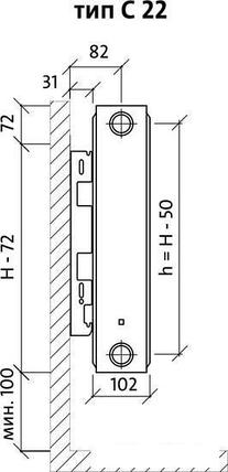 Стальной панельный радиатор Royal Thermo Compact C22-500-400 (Bianco Traffico), фото 2