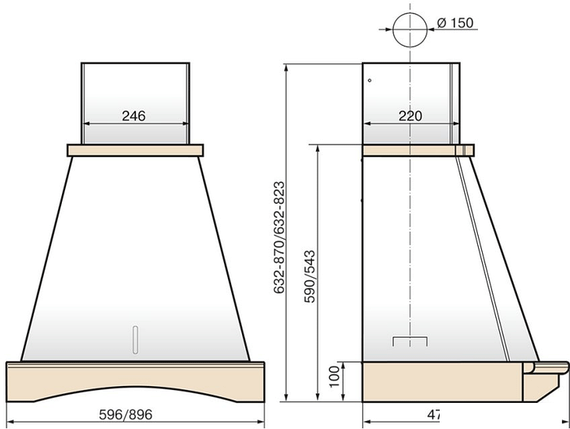 Кухонная вытяжка Elikor Ротонда 90П-650-П3Д (бежевый/дуб неокрашеный), фото 2
