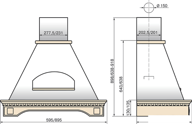 Кухонная вытяжка Elikor Бельведер Флореале 60П-650-П3Д (бежевый/дуб неокрашенный), фото 2