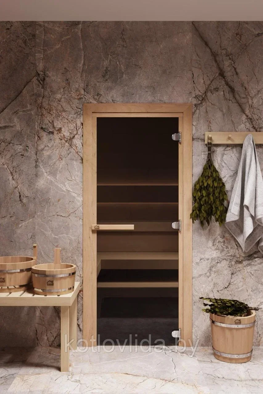 Дверь стеклянная для бани Cooper STANDART Бронза, кор. ОЛЬХА 2000, Прозрачное, 800