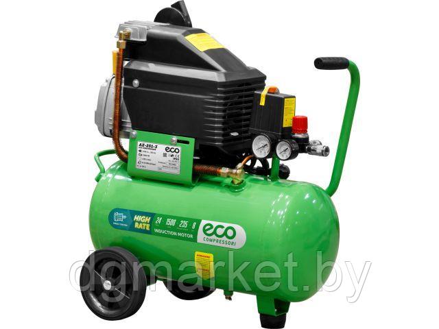 Компрессор ECO AE-251-3 коаксиальный (235 л/мин, 8 атм, коаксиальный, масляный, ресив. 24 л, 220 В, 1.50 кВт)