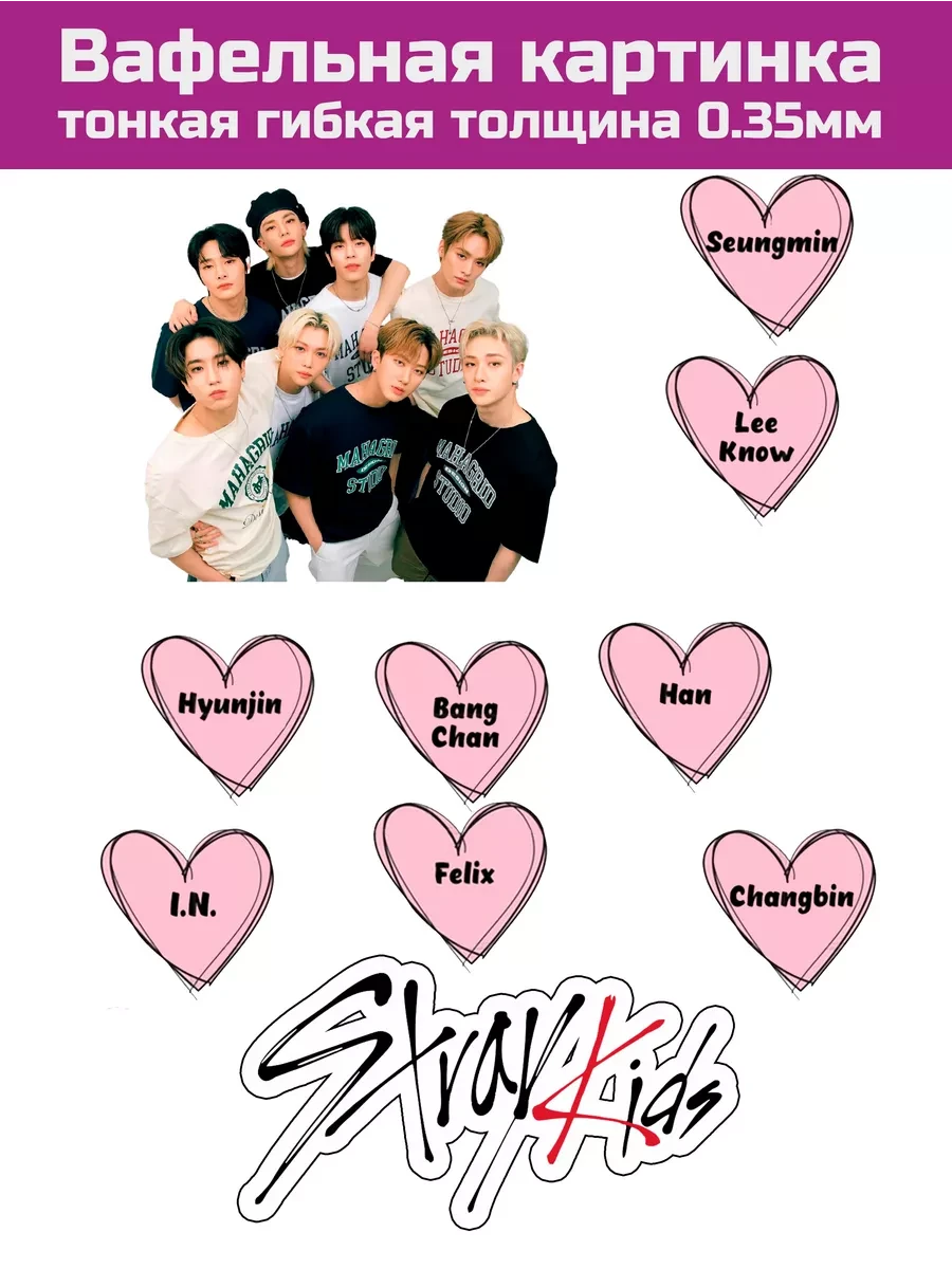 Вафельная картинка Stray Kids Страй Кидс на торт