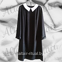 Платье женское ритуальное черное с воротником