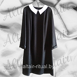 Платье женское ритуальное черное с воротником
