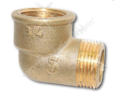 Угольник латунь Ду 15 (1/2") ВР/НР Цветлит ZW50094