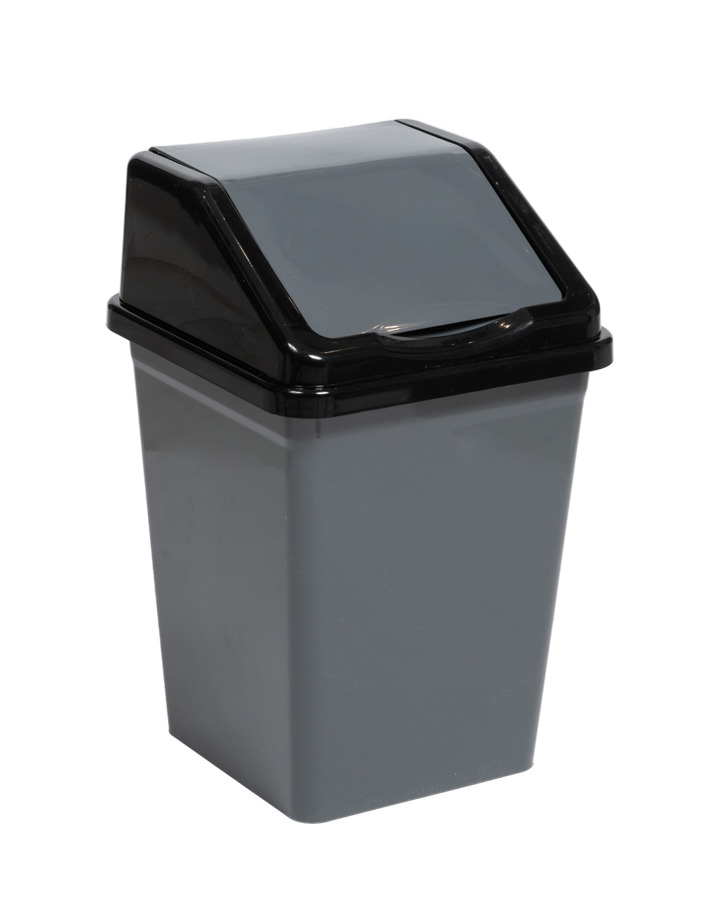 Ведро для мусора с подвижной крышкой 16л квадратное (серо/черный)