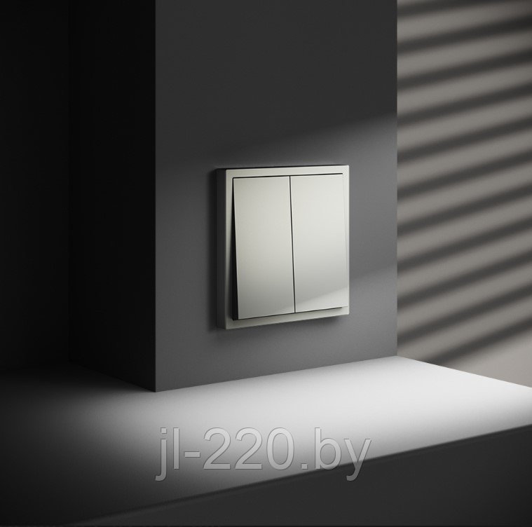 Проходной переключатель встраиваемый VOLTUM S70, двухклавишный, 10А, сталь