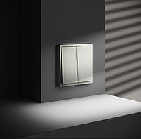 Проходной переключатель встраиваемый VOLTUM S70, двухклавишный, 10А, сталь