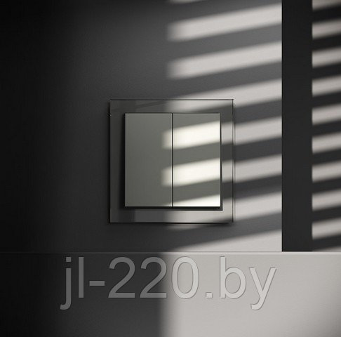 Выключатель встраиваемый VOLTUM S70, двухклавишный, 10А, сталь