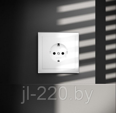 Розетка встраиваемая VOLTUM S70 с заземлением, 16А, белая, глянцевая