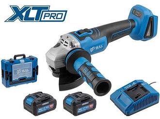 Аккумуляторный углошлифмашина BULL CSG 1812 R Xcase, XLTpro, БЕСЩЕТ, 125 мм, рег. об., 8000 об/мин, 2х4 А*ч