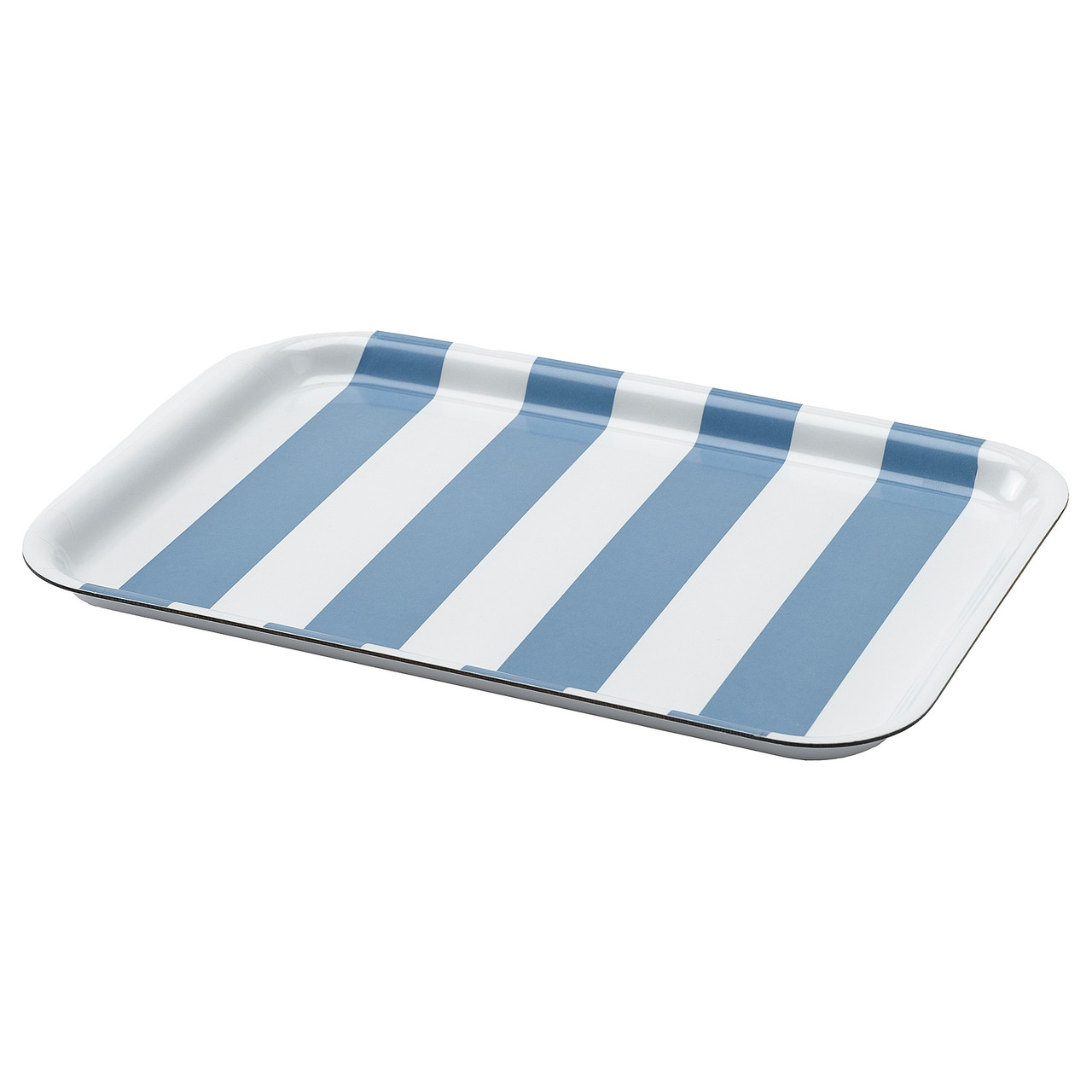 IKEA/ СОЛДАТФИСК поднос, в полоску белый/серо-синий, 20x28 см