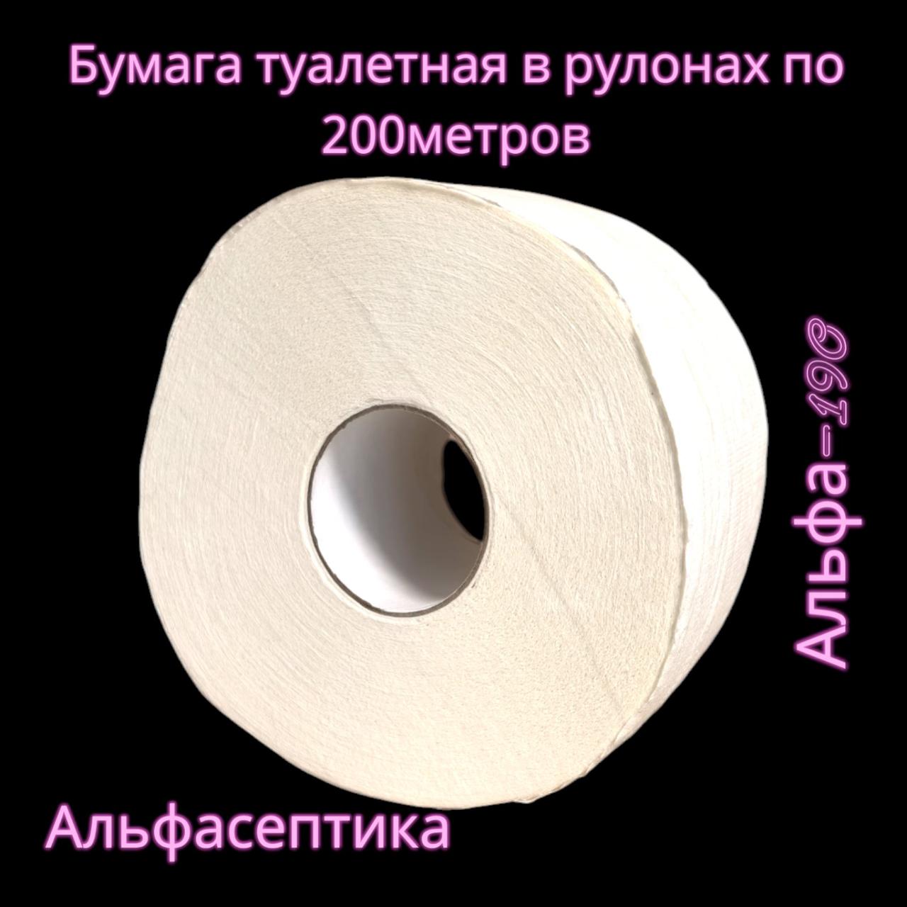 Бумага туалетная однослойная рулон 200 метров (упаковка 12 рулонов) Альфа-190 без перфорации +20% НДС