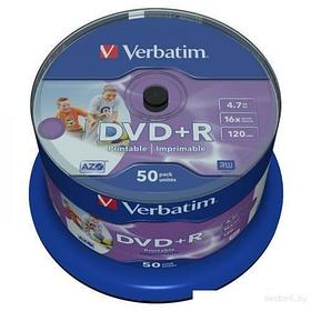 DVD-R диск Verbatim 4.7Gb 16x Verbatim Wide Inkjet Printable 50 шт. CakeBox 043512