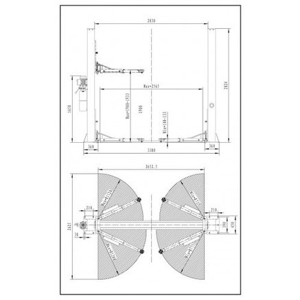 Подъемник двухстоечный 220В Хорекс Авто HL-4.0 BZ-EM 220В, фото 2