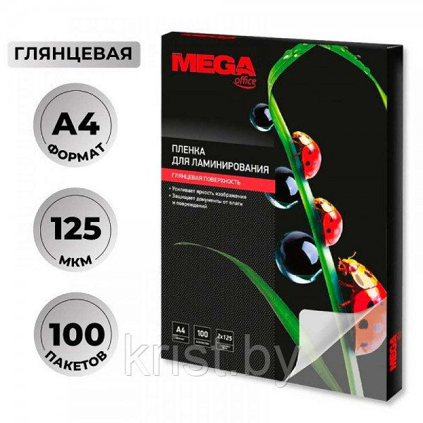 Пленка для ламинирования ProMega office, А4, 125мкм, глянец, 100л