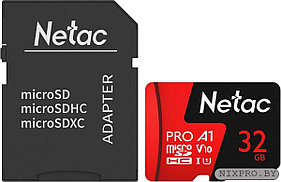 Netac NT02P500PRO-032G-R microSDHC Memory Card 32Gb UHS-I U1 V10 + microSD--SD Adapter