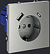 Розетка встраиваемая VOLTUM S70 с заземлением и защитными шторками, 16А, с USB, A+С, сталь, фото 3
