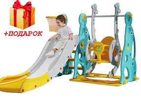 Горка детская пластиковая с качелями, комплекс Sundays Дельфин, WJ-A10023