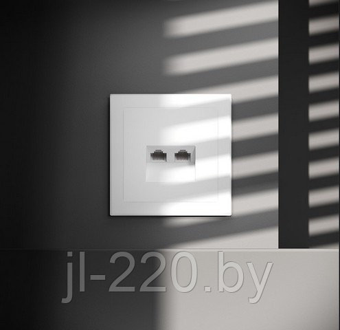 Розетка компьютерная встраиваемая VOLTUM S70 двойная RJ45+RJ45 кат.6, белая, матовая