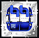 Розетка компьютерная встраиваемая VOLTUM S70 двойная RJ45+RJ45 кат.6, черная, матовая, фото 5