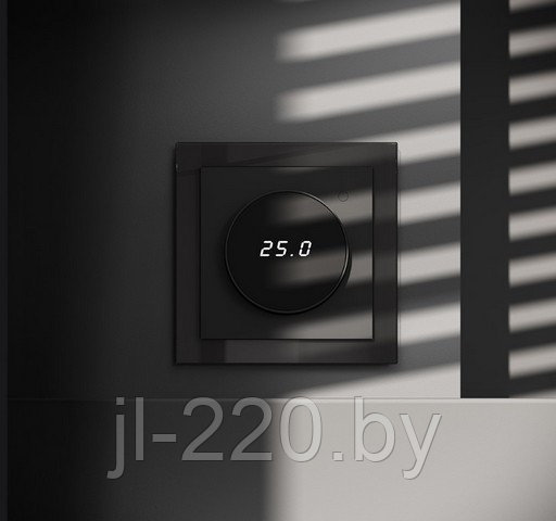 Терморегулятор электронный VOLTUM S70 с индикацией и датчиком, для теплого пола, черный, матовый