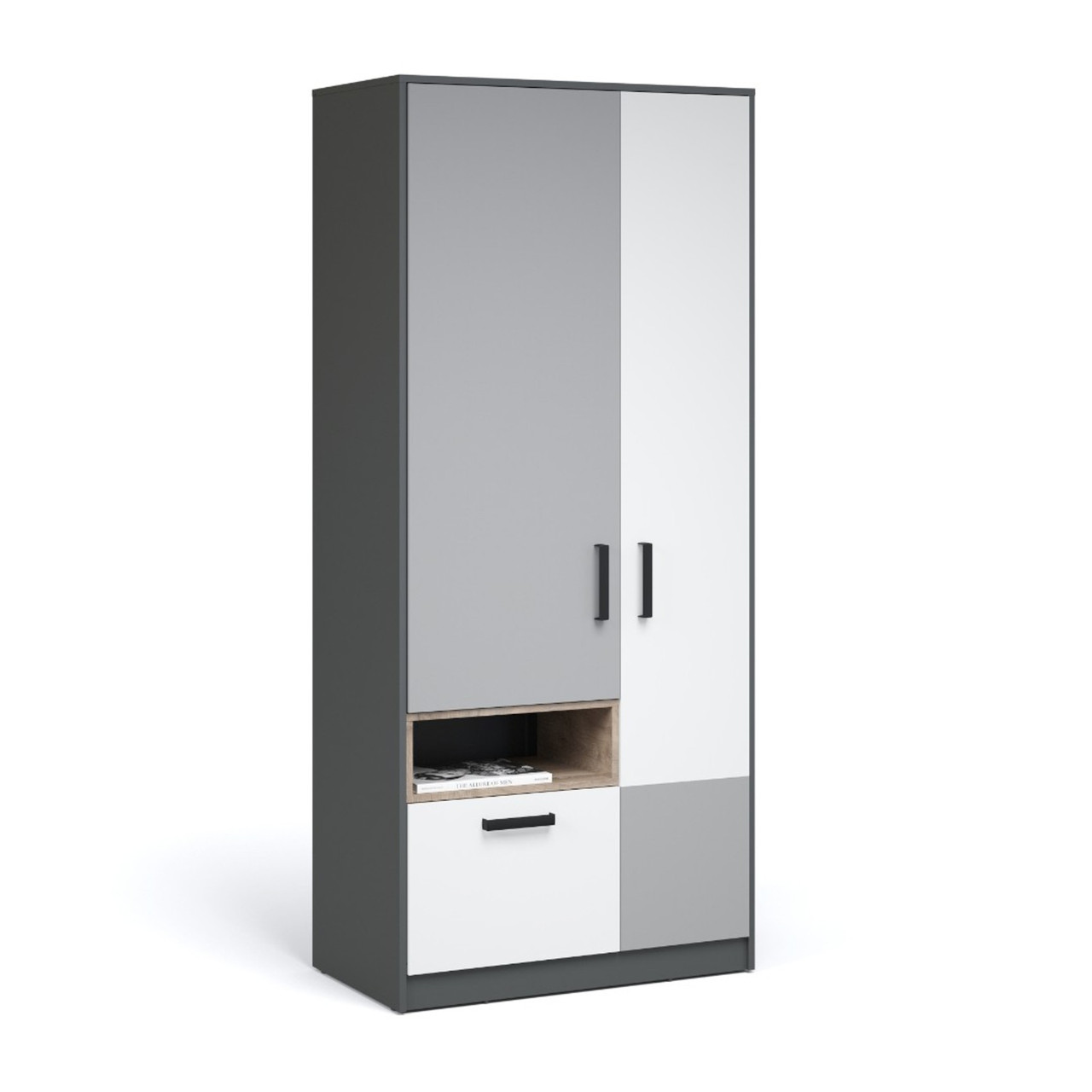 Система Квадро Шкаф 90 Антрацит/Дуб эндгрейн/Шиншилла/Белый
