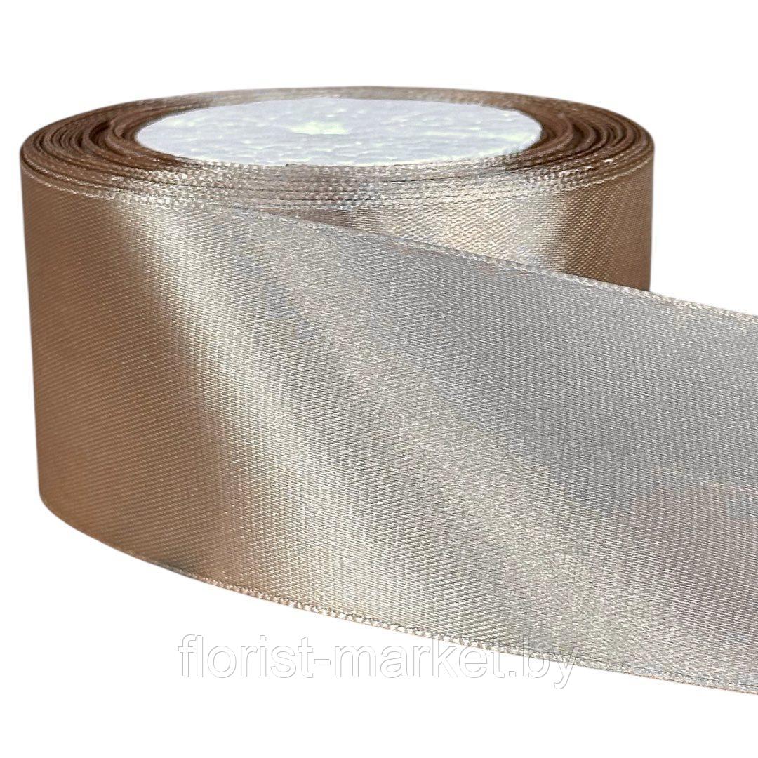 Лента атласная, 5 см*23 м, бежевый