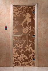 Дверь для бани Doorwood Девушка в цветах "Бронза" Левая