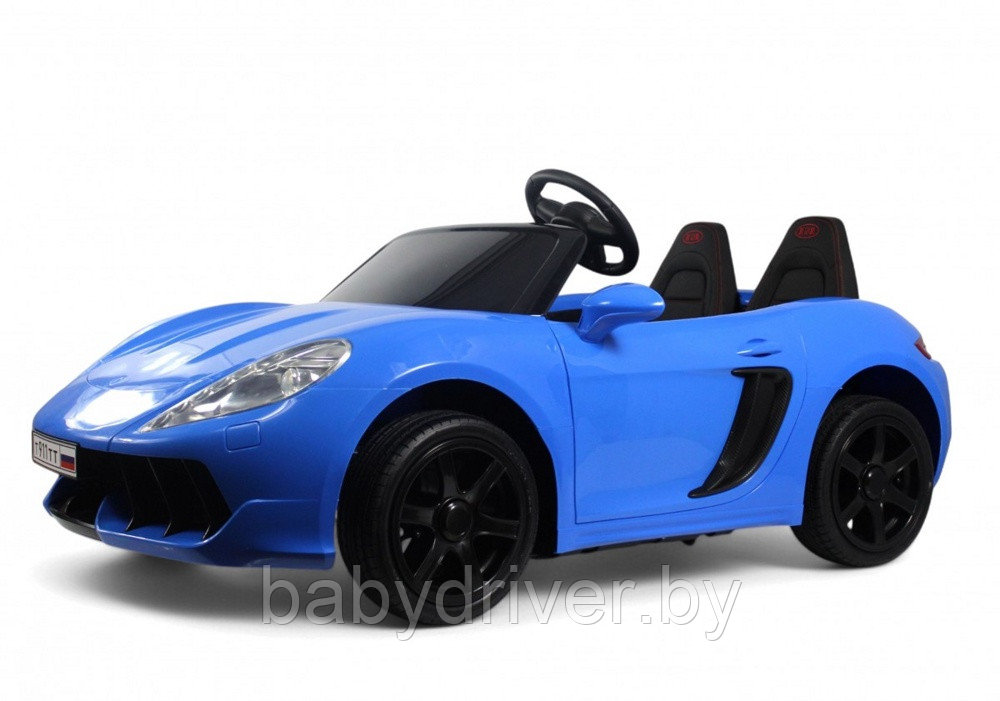 Детский электромобиль RiverToys Porsche Cayman T911TT (синий) двухместный Нагрузка до 100 кг