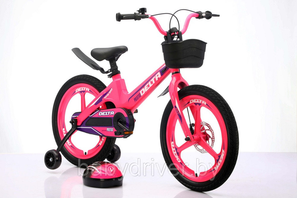 Детский велосипед Delta Prestige NEW 2025, артикул 2009, колёса 20 (розовый) со шлемом, обод с литыми