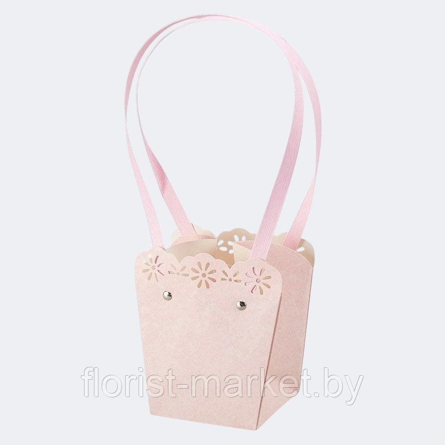 Сумочка ажурная, 13*9,5*14,5 см, бледно-розовый
