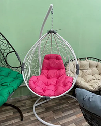 Подвесное кресло кокон BiGarden Tropica white (розовая подушка)