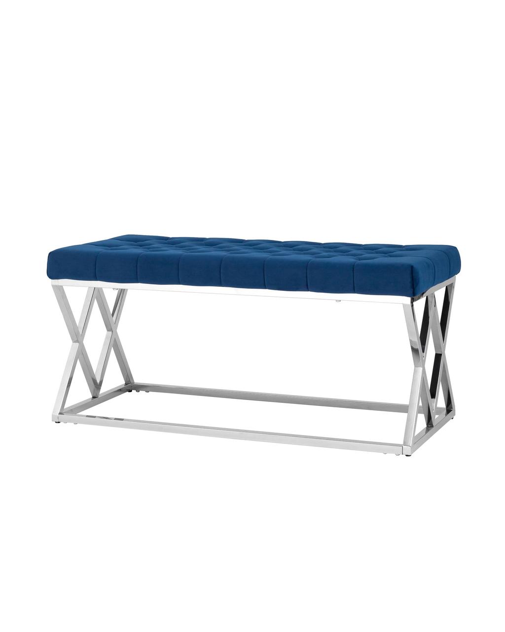 Банкетка Stool Group ИНСИГНИЯ сталь серебро, нержавеющая сталь, обивка сиденья синий велюр
