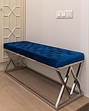 Банкетка Stool Group ИНСИГНИЯ сталь серебро, нержавеющая сталь, обивка сиденья синий велюр, фото 3