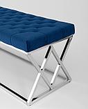 Банкетка Stool Group ИНСИГНИЯ сталь серебро, нержавеющая сталь, обивка сиденья синий велюр, фото 6