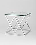 Журнальный стол Stool Group 55*55 ИНСИГНИЯ серебро, каркас нержавеющая сталь, фото 2