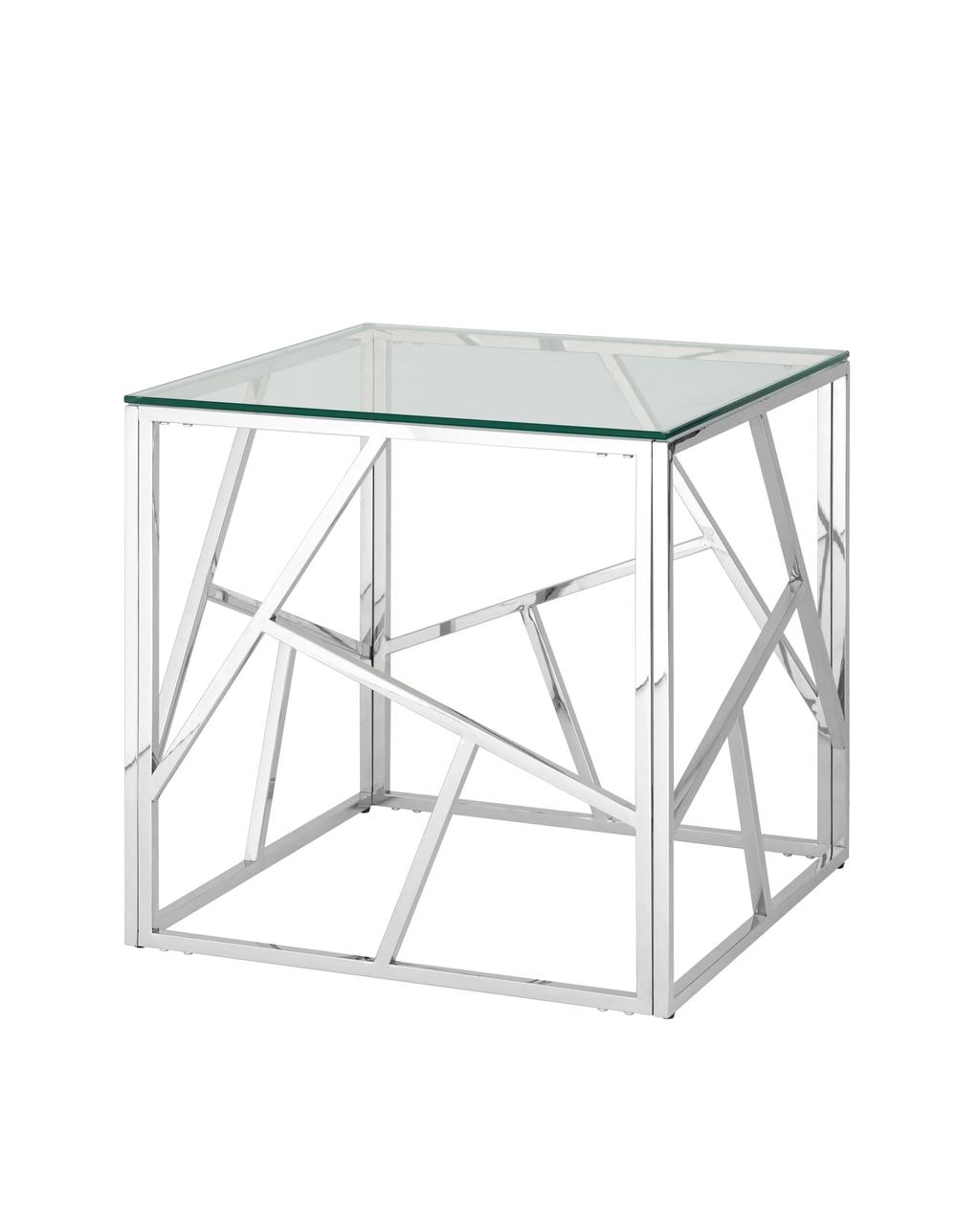Журнальный стол Stool Group 55*55 АРТ ДЕКО серебро, каркас нержавеющая сталь