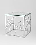 Журнальный стол Stool Group 55*55 АРТ ДЕКО серебро, каркас нержавеющая сталь, фото 2