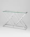 Консоль Stool Group ИНСИГНИЯ 115*30 серебро, каркас нержавеющая сталь, фото 2