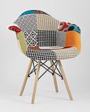 Кресло Stool Group Eames DSW обивка тканевая в стиле пэчворк, ножки из массива бука, фото 2