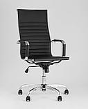 Компьютерное кресло TopChairs City офисное с подлокотниками черное экокожа хром, наклон, качание, фото 2