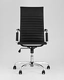Компьютерное кресло TopChairs City офисное с подлокотниками черное экокожа хром, наклон, качание, фото 5