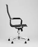 Компьютерное кресло TopChairs City офисное с подлокотниками черное экокожа хром, наклон, качание, фото 8