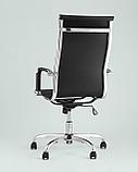 Компьютерное кресло TopChairs City офисное с подлокотниками черное экокожа хром, наклон, качание, фото 9